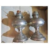 2 vintage table lamps oil converted electrified