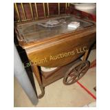 vintage tea cart glass top removeable tray