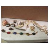 assorted costume jewelry cameo pin earrings