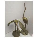 pair vintage brass bird figures cranes