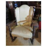 vintage wood arm w upholstery chair