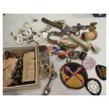 vintage smalls buttons patch pinback skeleton keys