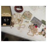 assorted costume jewelry pearls pins cuff links
