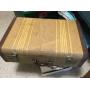 vintage striped suitcase