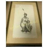 vintage woman child drawing framed