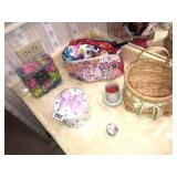 Hair culers, makeup bags, ring box, misc
