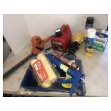 Gas can, hedge trimmer, misc painting