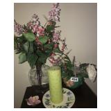 Roseville pottery planter and other decor