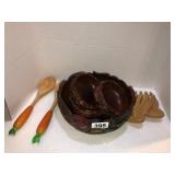 Salad bowl set, salad tossers