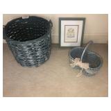 Baskets and framed picture