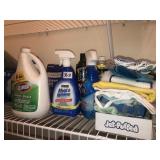 Cleaning rags, gloves, partial bottles cleaners