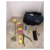 Misc fishing tackle and other, pocket knife