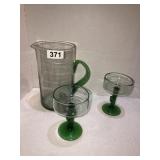 Blenko pitcher and 2 glasses, unmarked vase
