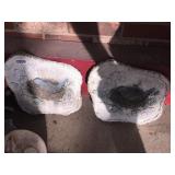 2 garden stones, sprinkler, watering can