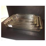 4 glass baking dishes FireKing and Pyrex