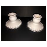 2 Fenton silvercrest candlesticks 3in tall