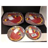 4 Christmas plates Santa 10in and 6in