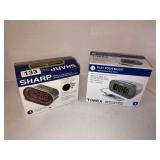Sharp and Timex alarm clocks