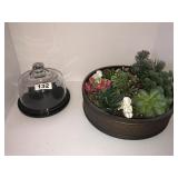 Cheese dish w/ glass and marble, fairy garden