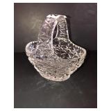 Lead crystal cut glass basket 6in