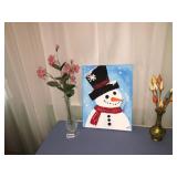 2 vases and snowman canvas