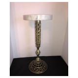 18in solid brass pedestal stand w/ marble ash tray