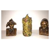 3 carved candles *man has crack
