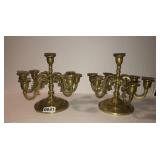 8in pair of candelabras solid brass