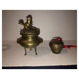 Brass squirrel incense burner and bell