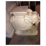 Pair of heavy pottery elephant plant stands