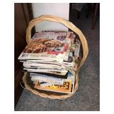 Basket (rough) w/assorted cooking/recipe magazines