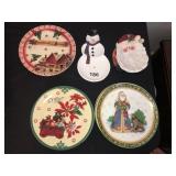 Assorted Christmas plates and trays