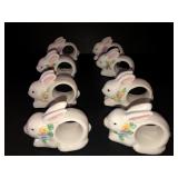 8 porcelain bunny napkin rings