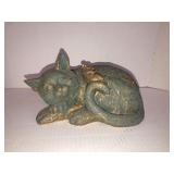 5in sleeping cat w/mouse on back