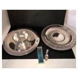 Silverplate chip n dip, plate, and 2 forks