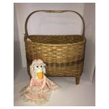 Handmade magazine basket and goose decor