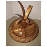 Monkey pod hand carved tiki lazy susan