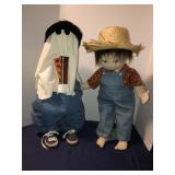 Ghost doll and farmer boy 25in tall