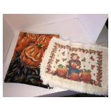 Pumpkin linen table cloth,2 fall place mats,misc