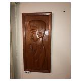 19.5x9.5 Mid Century teak wood praying man/woman