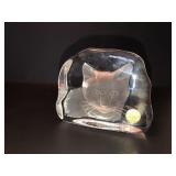 Cristal d' Arques iceburg w/cat paperweight