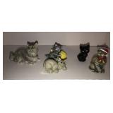 Assorted group of cat figurines