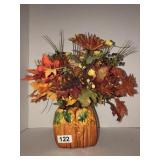 Porcelain pumpkin purse planter with faux floral