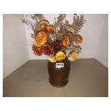 Stone jug *cracked* w/dried flowers