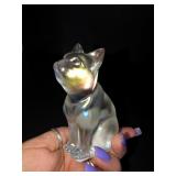 Fenton iridescent curious cat