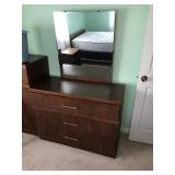 Full size bedframe,dresser with mirror,nightstand