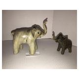 2 Elephant figurines 3in and 5in tall