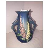 6in Roseville Foxglove handled vase *2 small chips