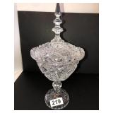Brilliant cut crystal pedestal candy dish with lid