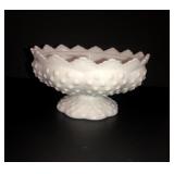 Fenton white hobnail candle stick 4x6in